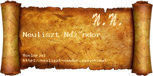 Neuliszt Nándor névjegykártya